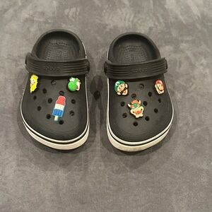 CROCS Kids Black Slippers with Fun Charms